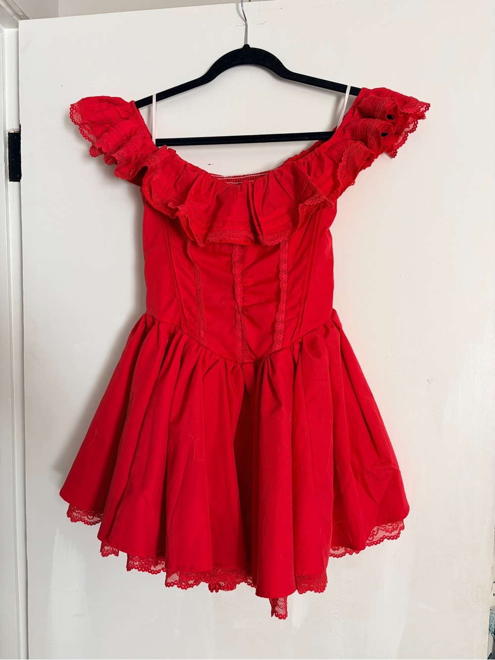 Red Ruffle Off-Shoulder Party Dress